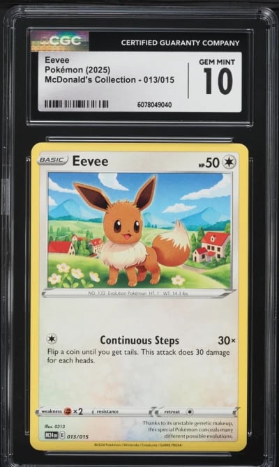 2025 Pokemon Scarlet & Violet McDonald's Collection Eevee #13 CGC 10 GEM MINT