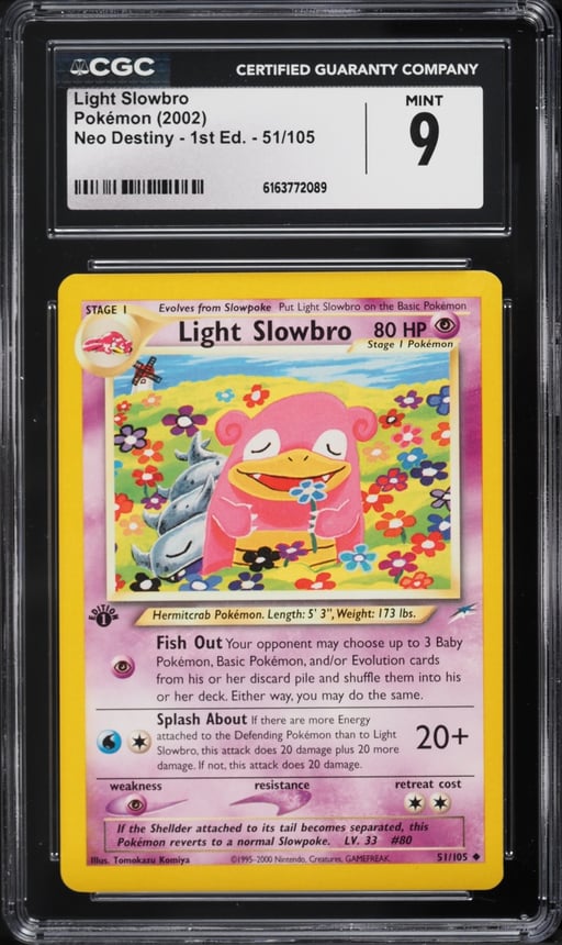 2002 Pokemon Neo Destiny 1st Edition Light Slowbro #51 CGC 9 MINT