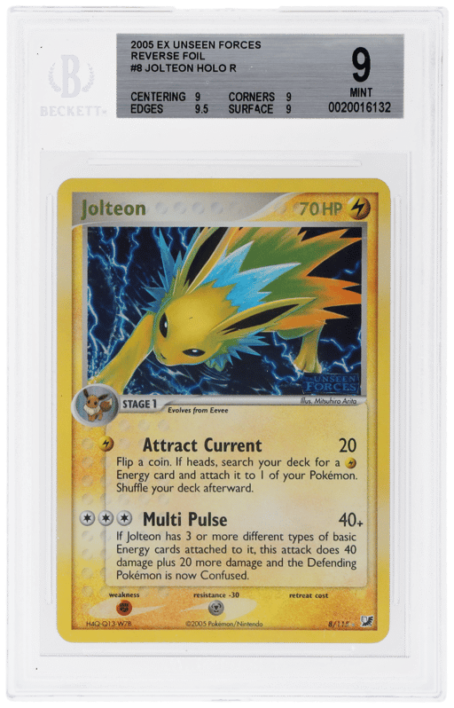2005 Pokemon Ex Unseen Forces Reverse Holo Jolteon #8 BGS 9