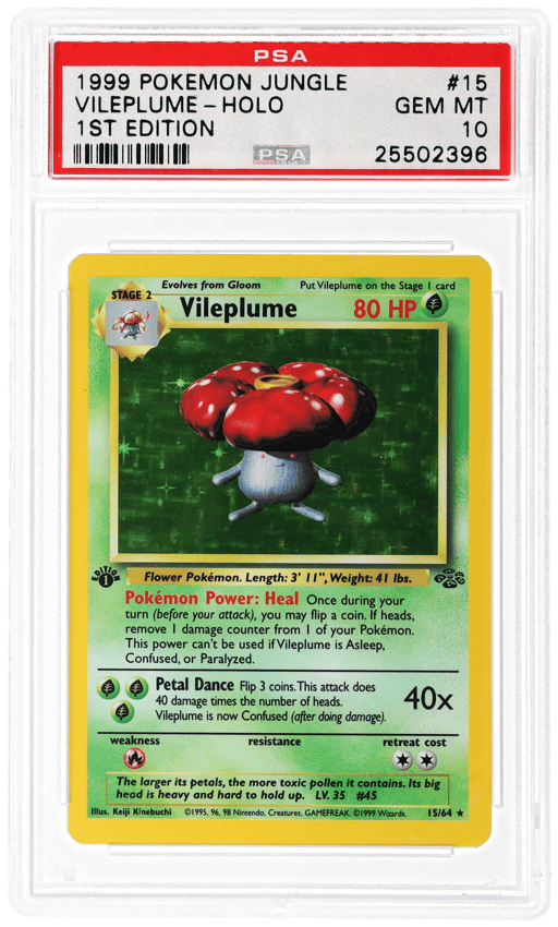 1999 Pokemon Jungle 1st Edition Holo Vileplume #15 PSA 10