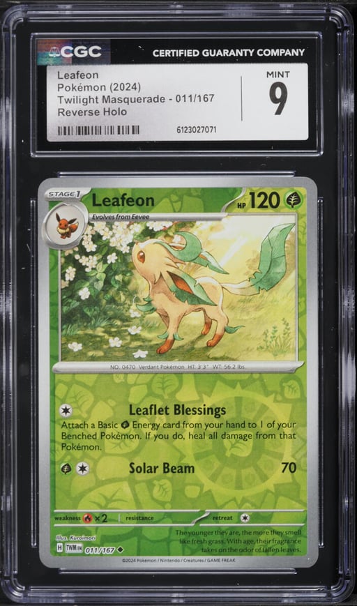 2024 Pokemon SV Twilight Masquerade Reverse Holo Leafeon #11 CGC 9 MINT
