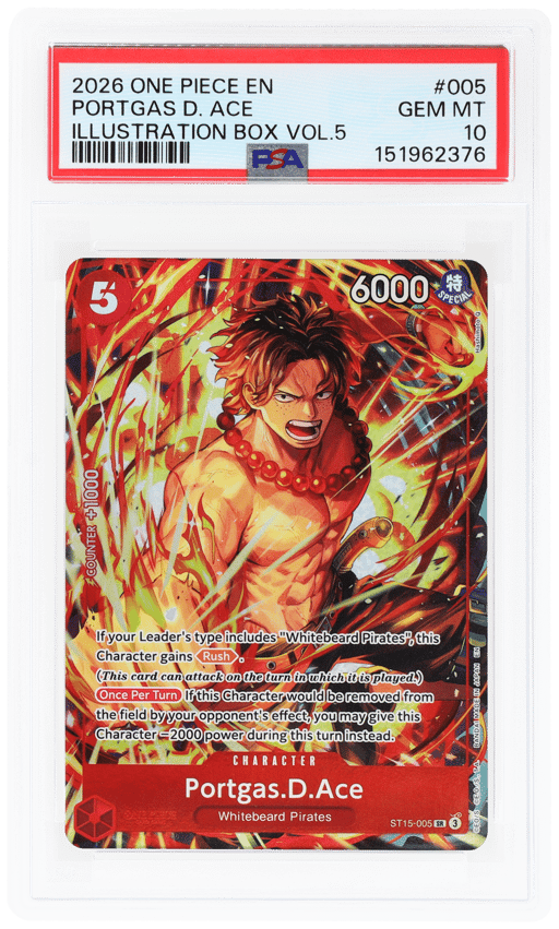 2026 One Piece Card Game Promo Illustration Box Volume 5 Portgas D. Ace #ST15005 PSA 10