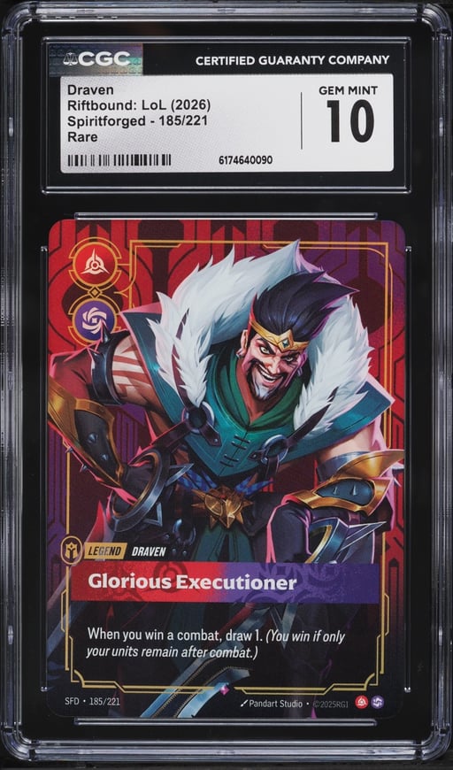 2026 Riftbound League Of Legends LoL Spiritforged Draven #185 CGC 10 GEM MINT