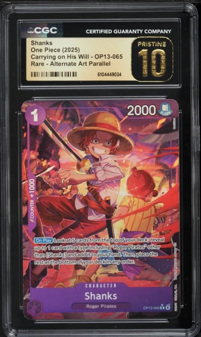 2025 One Piece Carrying On His Will Alt Art Shanks #OP13-065 CGC 10 PRISTINE