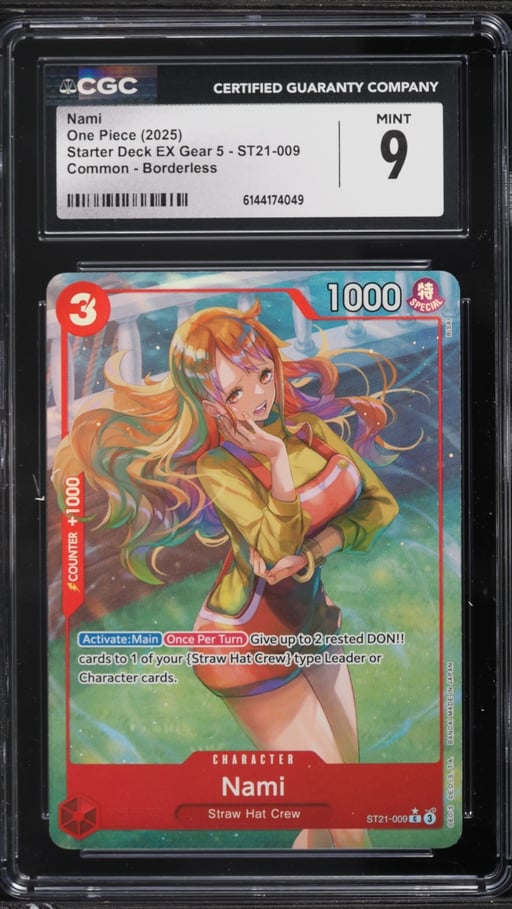 2025 One Piece Starter Deck EX Gear 5 Borderless Alt Art Nami #ST21-009 CGC 9 MINT