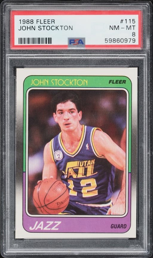 1988 Fleer Basketball John Stockton #115 PSA 8 NM-MT