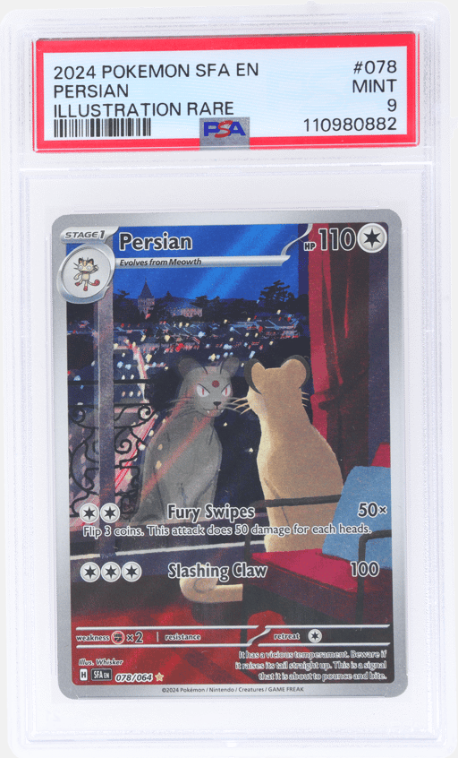 2024 Pokemon Scarlet and Violet Shrouded Fable Illustration Rare Persian #78 PSA 9