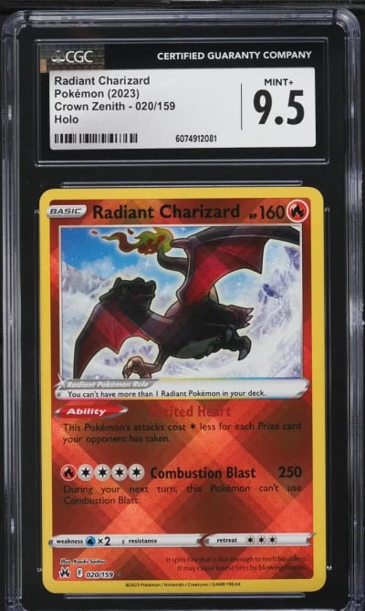 2023 Pokemon Sword & Shield Crown Zenith Holo Radiant Charizard #20 CGC 9.5