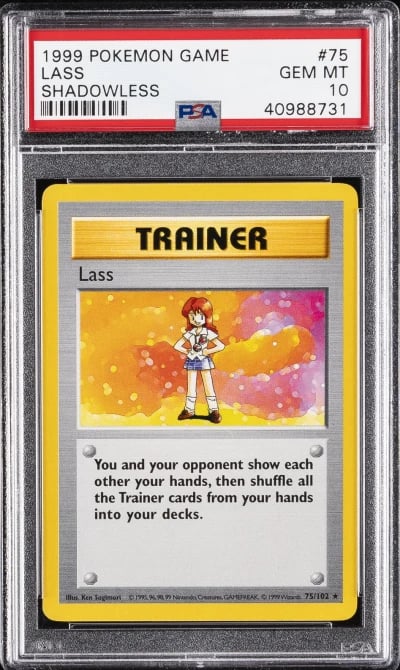 1999 POKEMON BASE SET SHADOWLESS #75 LASS PSA 10