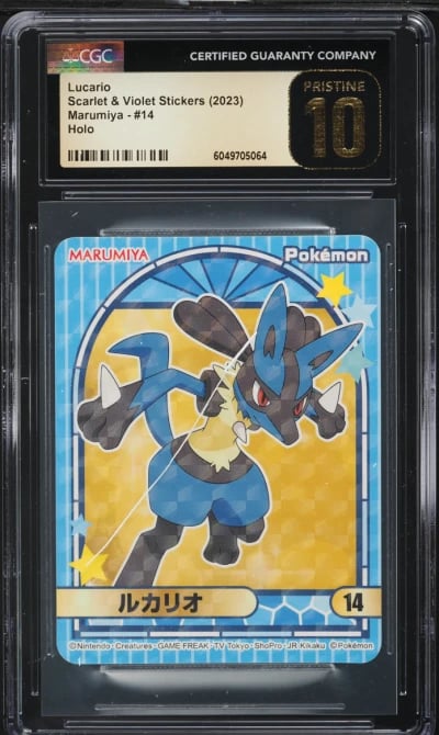 2023 Pokemon Japanese SV Stickers Marumiya Holo Lucario #14 CGC 10 PRISTINE