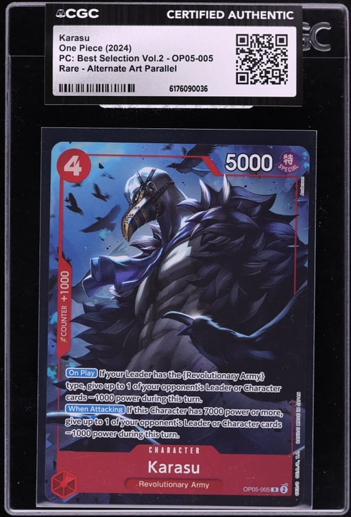 2024 One Piece Japanese Premium Best Selection Volume 2 Alt Art Karasu #OP05-005 CGC AUTH