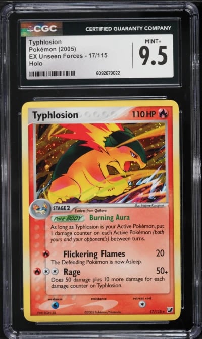 2005 Pokemon EX Unseen Forces Holo Typhlosion #17 CGC 9.5 MINT+