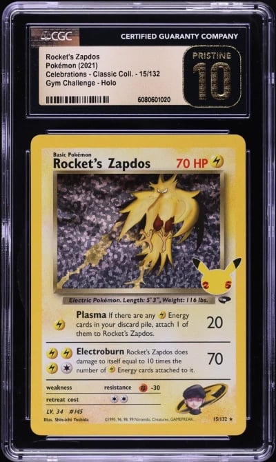 2021 Pokemon SWSH Celebrations Classic Holo Rocket's Zapdos #15 CGC 10 PRISTINE