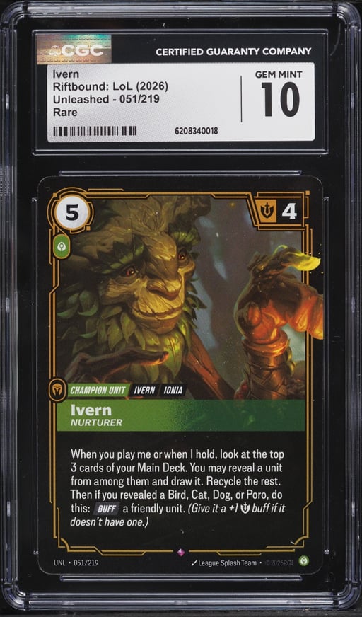 2026 Riftbound League Of Legends LoL Unleashed Ivern #051 CGC 10 GEM MINT