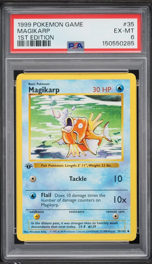 1999 Pokemon Base Set Shadowless 1st Edition Magikarp #35 PSA 6 EXMT