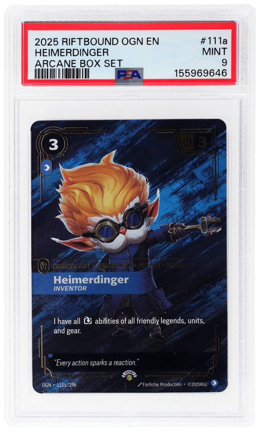 2025 Riftbound League of Legends Origins Arcane Box Set Heimerdinger Inventor #111a PSA 9