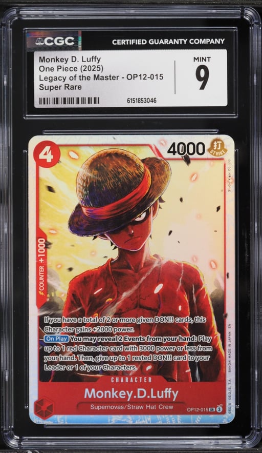 2025 One Piece Legacy Of The Master SR Monkey D. Luffy #OP12-015 CGC 9 MINT