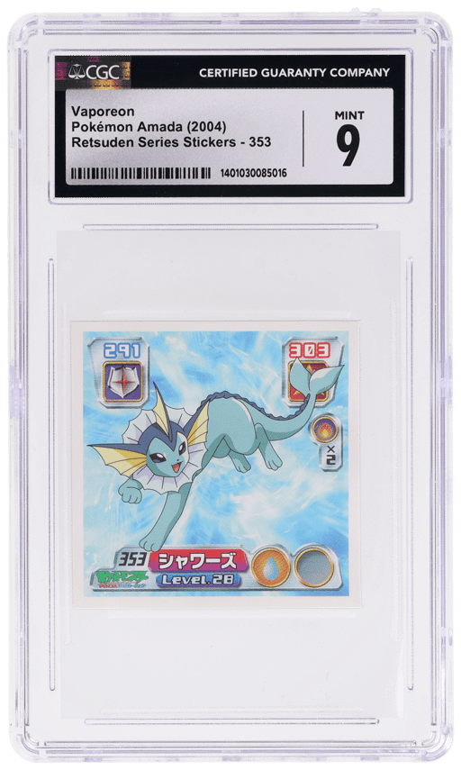 2004 Amada Pokemon Retsuden Sticker Japanese Vaporeon #353 CGC 9