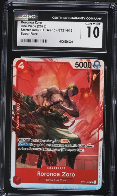 2025 One Piece Starter Deck EX Gear5 SR Roronoa Zoro #ST21-015 CGC 10 GEM MINT