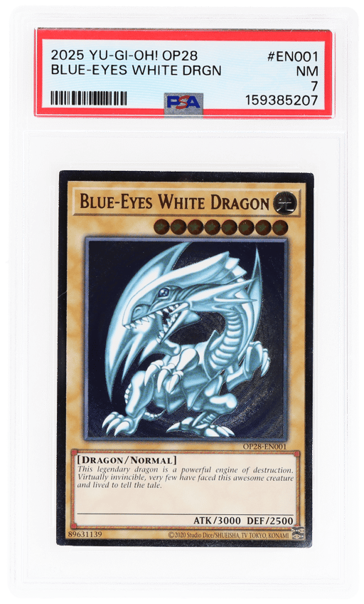 2025 Yu Gi Oh Ots Tournament Pack 28 Blue Eyes White Dragon #OP28EN001 PSA 7