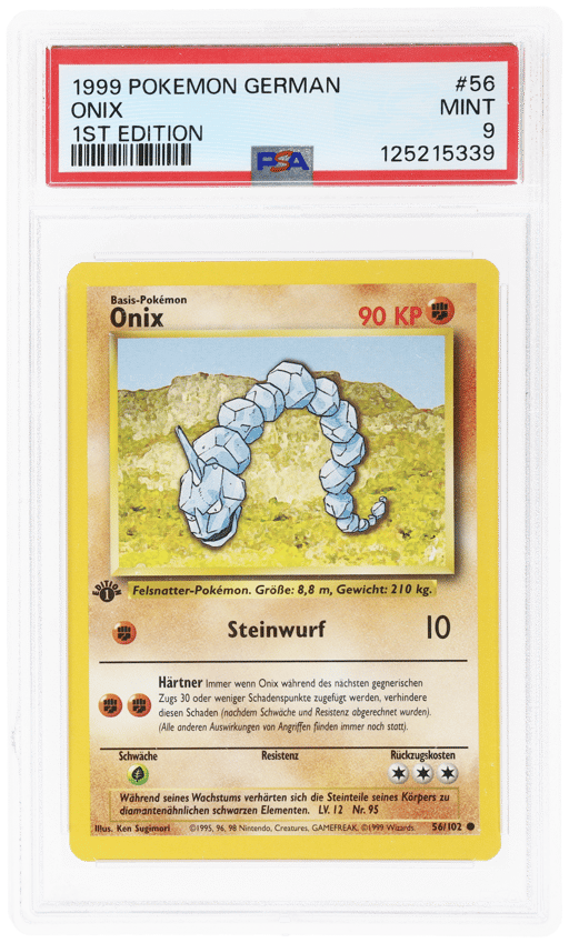 1999 Pokemon Base Set German 1st Edition Onix #56 PSA 9