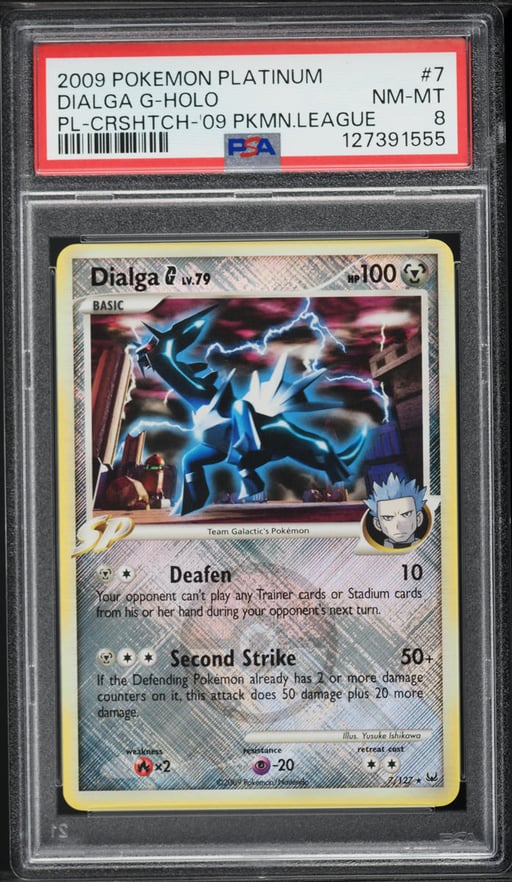 2009 Pokemon Platinum Cross Hatch Holo Dialga G #7 PSA 8 NM-MT
