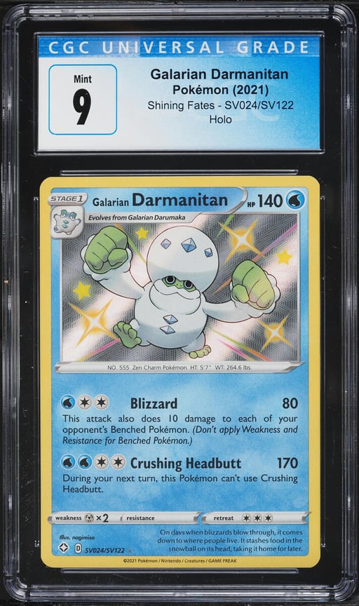2021 Pokemon SWSH Shining Fate Shiny Vault Holo Shiny Galarian Darmanitan CGC 9 MINT