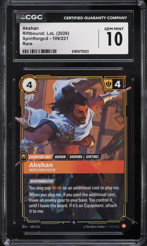 2026 Riftbound League Of Legends LoL Spiritforged Akshan #109 CGC 10 GEM MINT