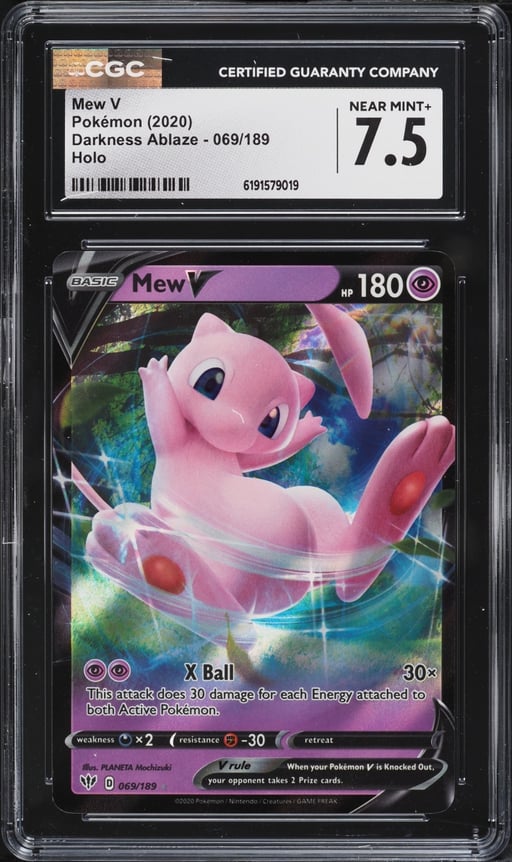 2020 Pokemon Sword & Shield Darkness Ablaze Holo Mew V #69 CGC 7.5 NRMT+