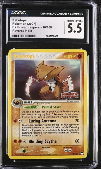 CGC 5.5  Kabutops 10/108 2007 EX Power Keepers Reverse Holo English Pokemon Card