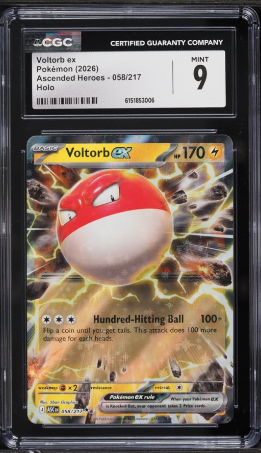 2026 Pokemon Mega Ascended Heroes Holo Voltorb ex #58 CGC 9 MINT