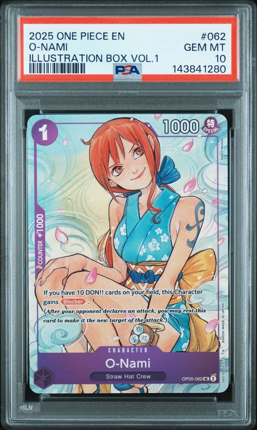2025 ONE PIECE PROMOS 062 O-NAMI ILLUSTRATION BOX VOL.1 PSA 10