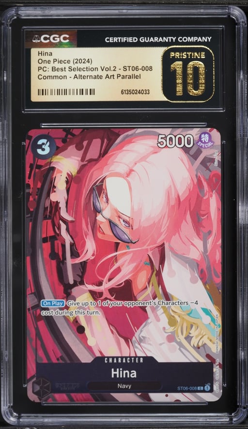 2024 One Piece PC Best Selection Vol 2 Alt Art Hina #ST06-008 CGC 10 PRISTINE