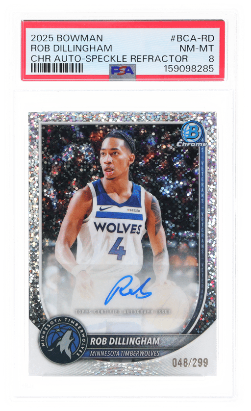 2025 Bowman Chrome Autograph Speckle Refractor Rob Dillingham #BCA-RD 48/299 PSA 8