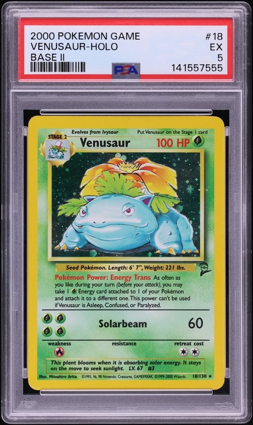 2000 Pokemon Base Set 2 Holo Venusaur #18 PSA 5 EX