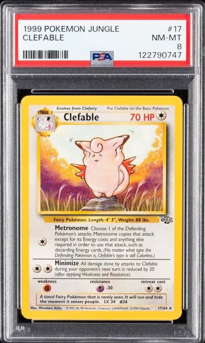 1999 POKEMON JUNGLE #17 CLEFABLE PSA 8