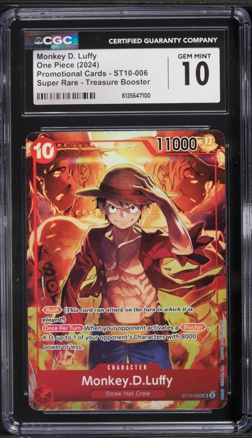 2024 One Piece Promo Cards Treasure Booster SR Monkey D. Luffy #ST10-006 CGC 10 GEM MINT