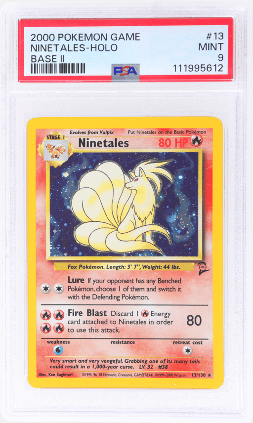 2000 Pokemon Base Set 2 Holo Ninetales #13 PSA 9
