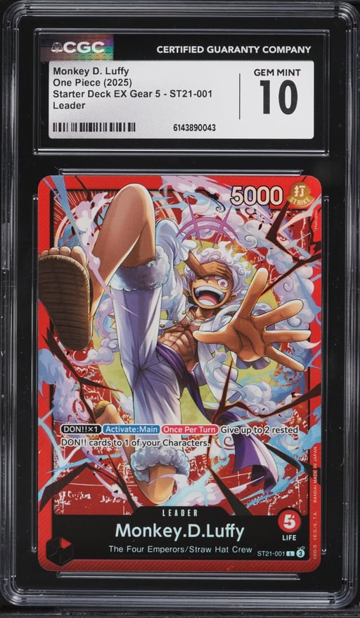 2025 One Piece Starter Deck EX Gear 5 Leader Monkey D. Luffy #ST21-001 CGC 10 GEM MINT