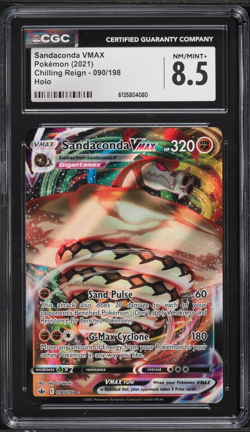 2021 Pokemon Sword & Shield Chilling Reign Holo Sandaconda VMAX #090 CGC 8.5 NM-MT+