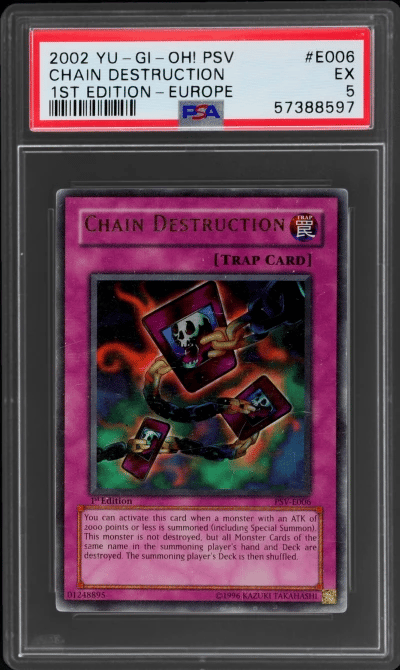 2002 Yu-Gi-Oh Pharaoh's Servant European 1st Edition Ur Chain Destruction #PSVE006 PSA 5