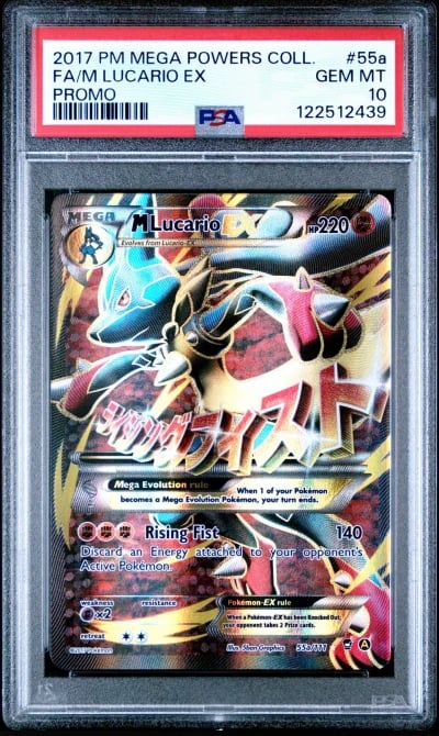 2017 POKEMON MEGA POWERS COLL PROMO #55A FULL ART/M LUCARIO EX PSA 10