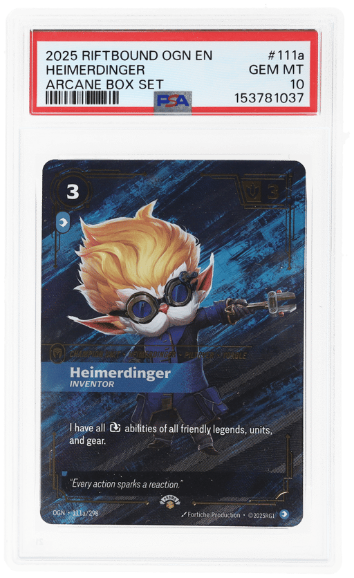 2025 Riftbound League of Legends Origins Arcane Box Set Heimerdinger #111a PSA 10