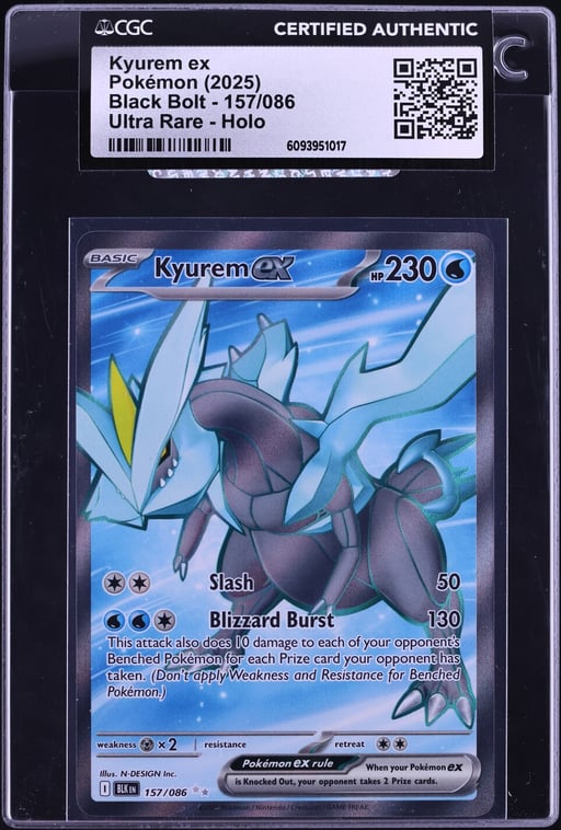 2025 Pokemon Scarlet & Violet Black Bolt Full Art Kyurem ex #157 CGC AUTH
