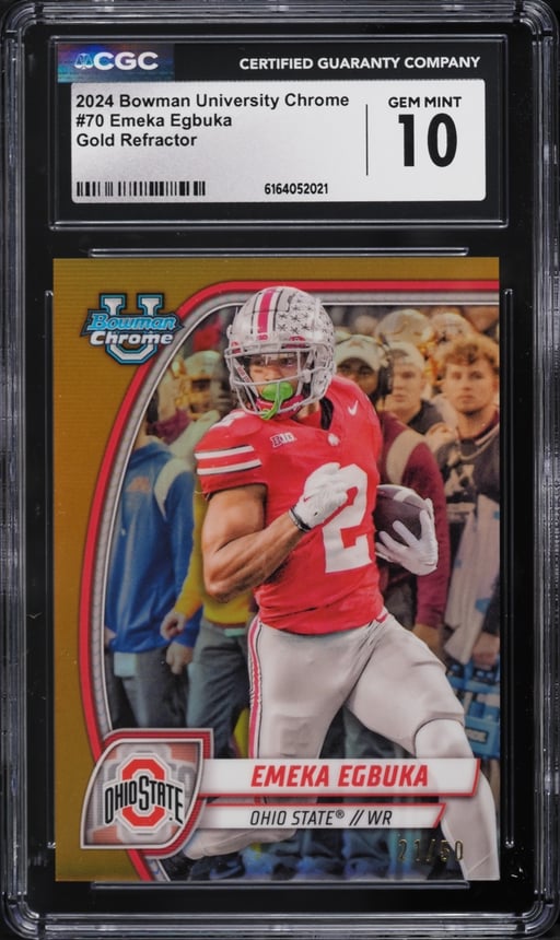 2024 Bowman University Chrome Gold Refractor Emeka Egbuka #70 CGC 10 GEM MINT