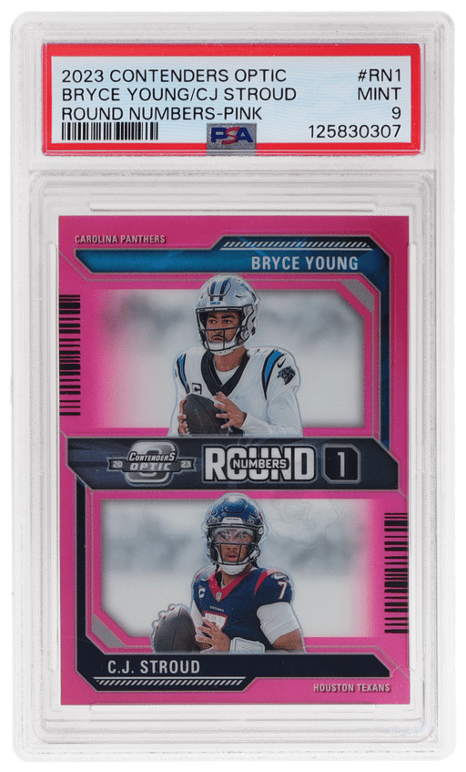 2023 Panini Contenders Optic Round Numbers Pink Bryce Young/Cj Stroud #RN1 14/75 PSA 9