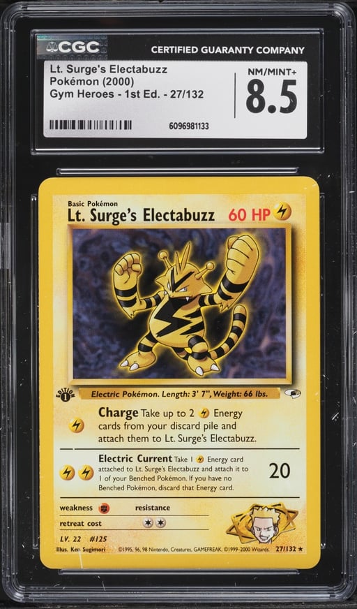 2000 Pokemon Gym Heroes 1st Edition Lt. Surge's Electabuzz #27 CGC 8.5 NM-MT+
