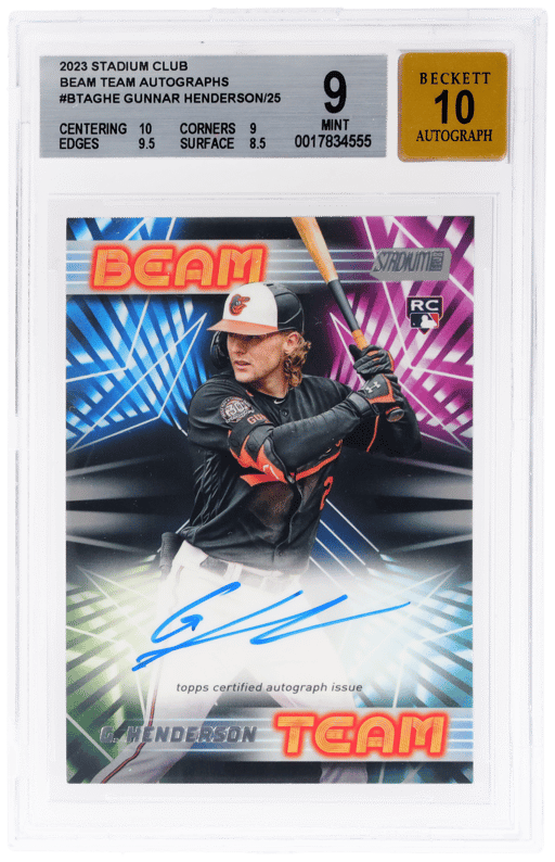 2023 Stadium Club Beam Team Autograph Gunnar Henderson #BTAGHE 1/25 BGS 9