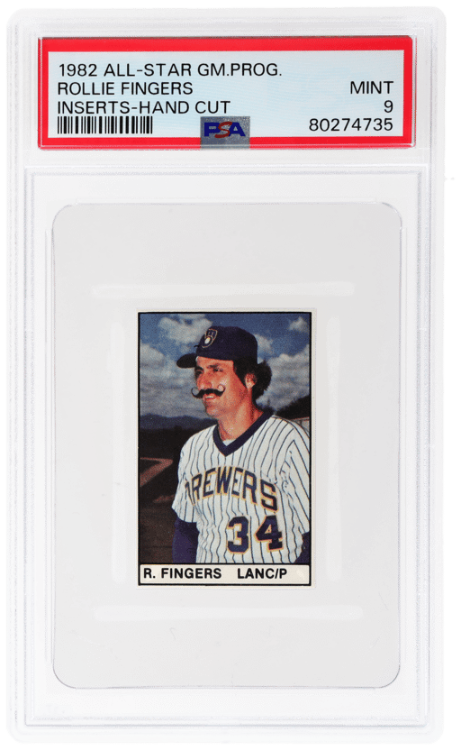 1982 All-Star Game Program Inserts Hand Cut Rollie Fingers PSA 9