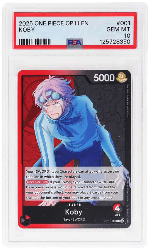 2025 One Piece A Fist of Divine Speed Koby #OP11-001 PSA 10